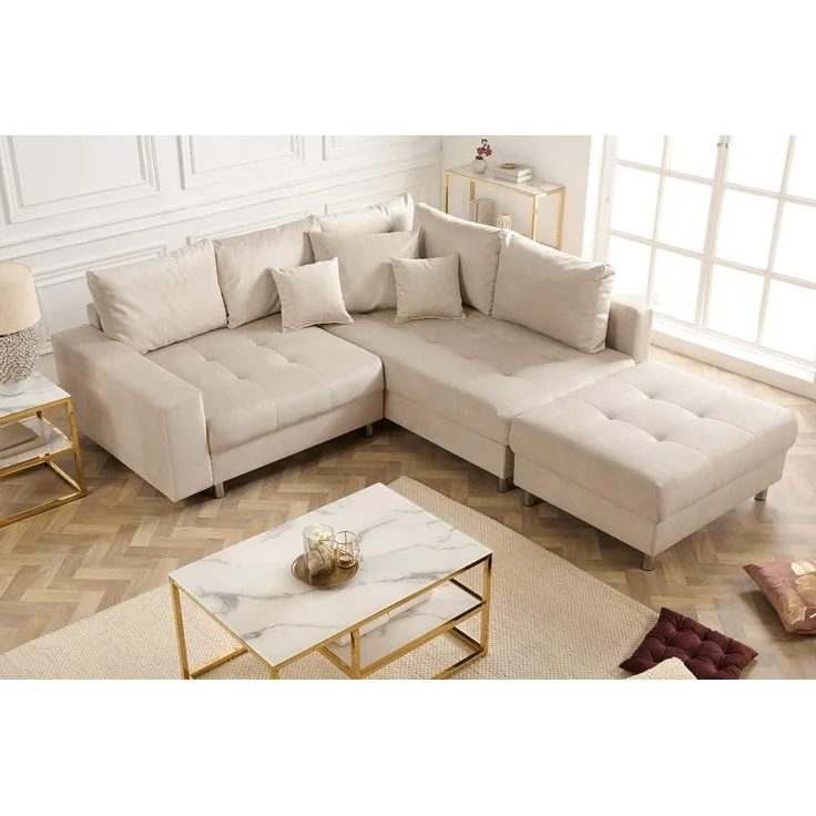 riess-ambiente Ecksofa KENT 220cm champagner beige, Einzelartikel 1 Teile, Wohnzimmer · Samt · L-Form · Ottomane beidseitig · Modern Design – Bild 2