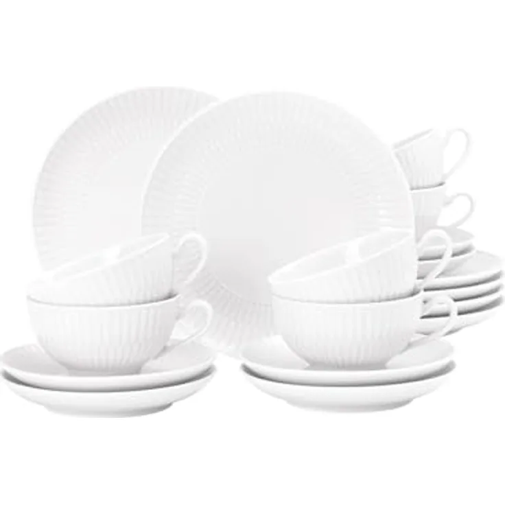 Seltmann Weiden Amina Teeservice, 18-teilig, Weiß, Keramik, spülmaschinen- und mikrowellengeeignet