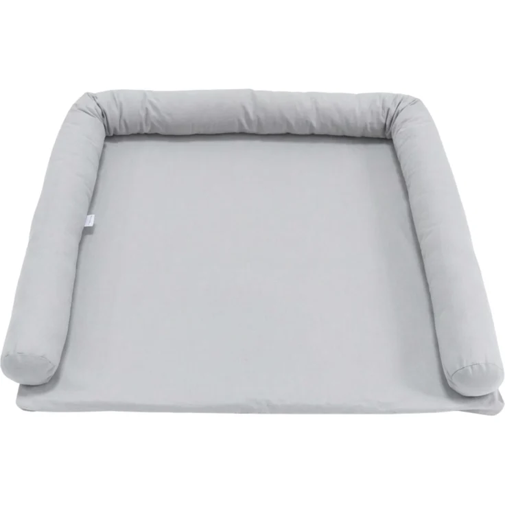 LIMMALAND Wickelauflage 76 × 79 cm mit Wickeltischumrandung – aus 100% Baumwolle, waschbar, sanfter Liegekomfort (Soft Grey, Wickelauflage)
