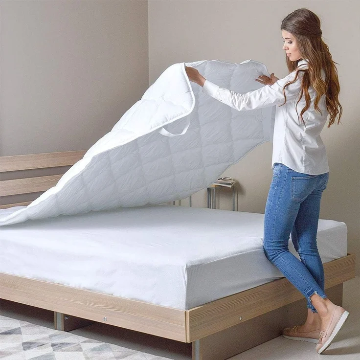 Matratzenschoner Topper 160x200 Premium Matratzenschutz SEI Design, Bettauflage ergonomisch gesteppt mit 4X Gimmu Befestigung – Bild 8