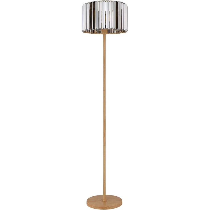 LED Stehleuchte, Metall Holzoptik, Kristalle rauch, H 150 cm – Bild 10