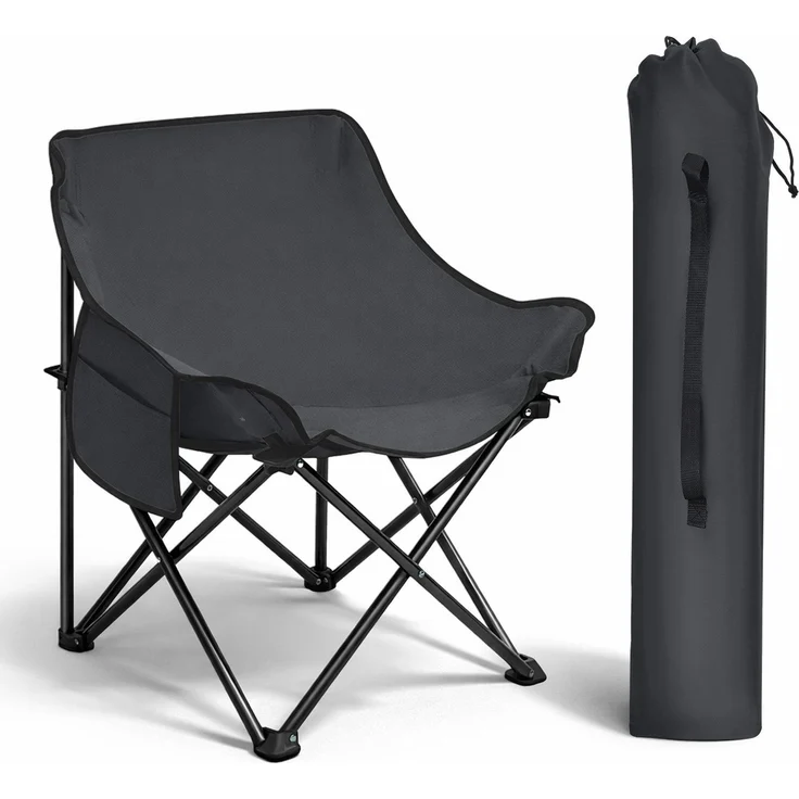 Sunula Campingstuhl Faltbar Angelstuhl Klappsessel mit Tragetasche für Garten, mit Tragetasche, Klappstuhl bis max. 100 kg, Anthrazit – Bild 1