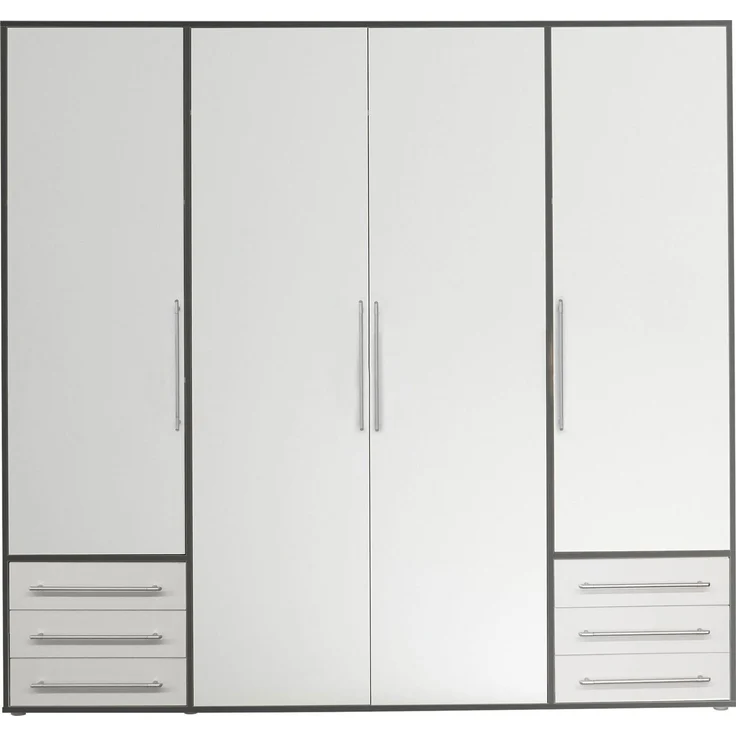 Stella Trading Schlafzimmerschrank, Holzwerkstoff, Weiß-Graphitfarben, Breite 206 cm – Bild 2