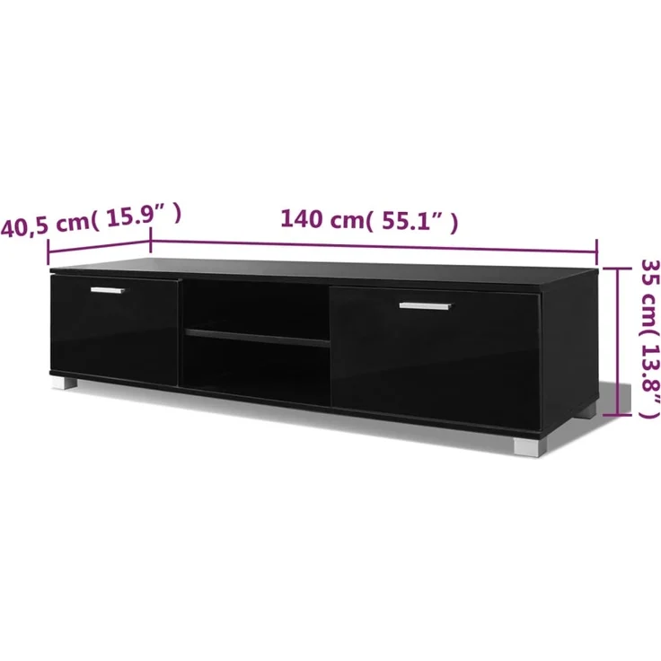 vidaXL TV-Schrank Hochglanz-Schwarz 140x40,5x35 cm 243044 – Bild 4