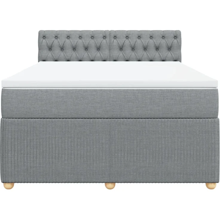 vidaXL Boxspringbett mit Matratze Hellgrau 140x200 cm Stoff 3287486 – Bild 4