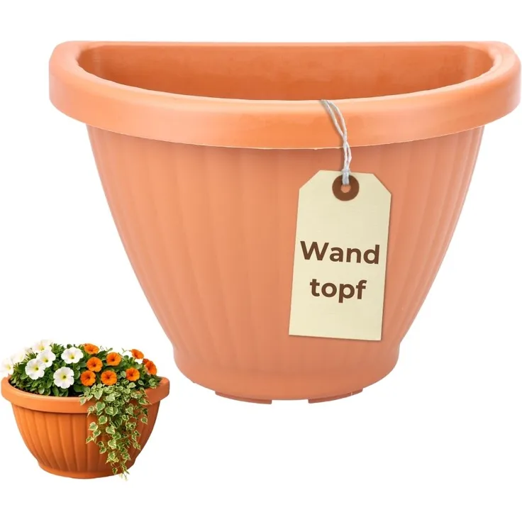 GarPet Blumentopf Blumentopf Wand Wandgefäß Wandampel Wandtopf Pflanztopf Halbschale