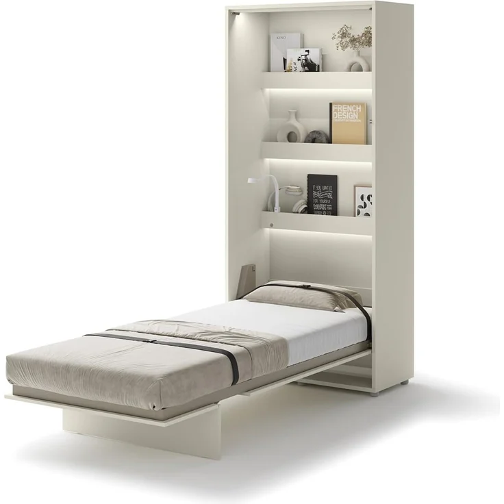 MEBLINI Schrankbett Bed Concept - BC-03 - 90x200cm Vertikal - Kaschmir - Wandbett mit Lattenrost - Klappbett mit Schrank - Wandklappbett - Murphy Bed - Bettschrank – Bild 1