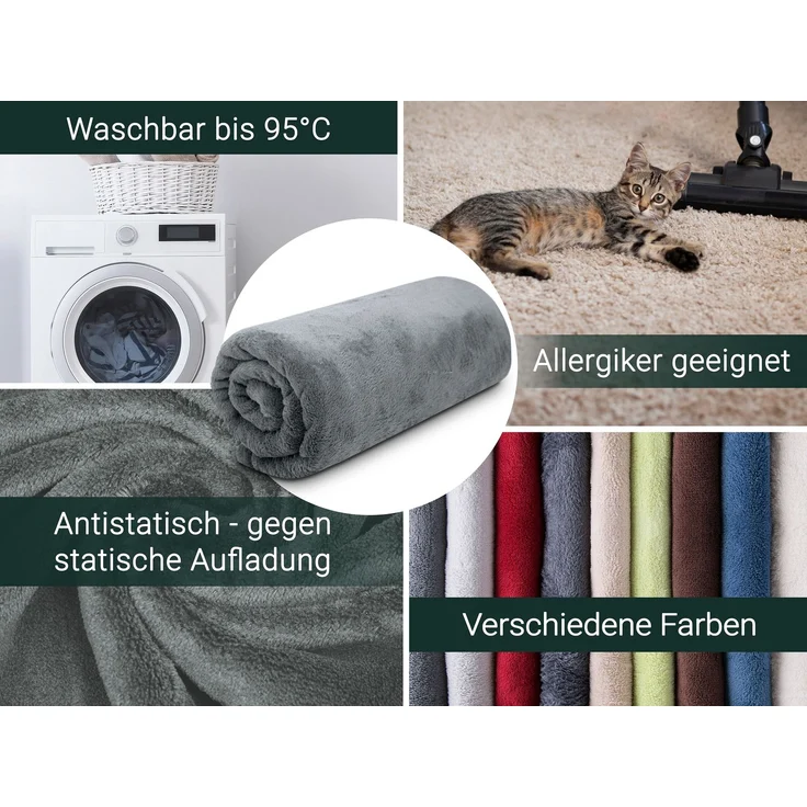 ZOLLNER Kuscheldecke, 150x200 cm, dunkelgrau (graphit) – Bild 2