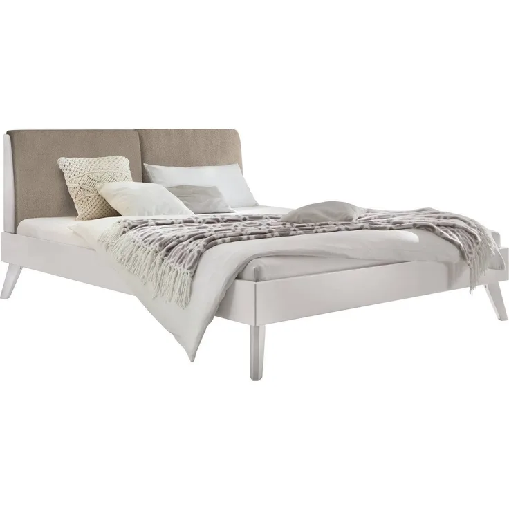 Hasena Polsterbett Simone Weiß, gepolstertes Kopfteil 180x200 cm, Komforthöhe 25 cm MDF weiss deckend – Trento