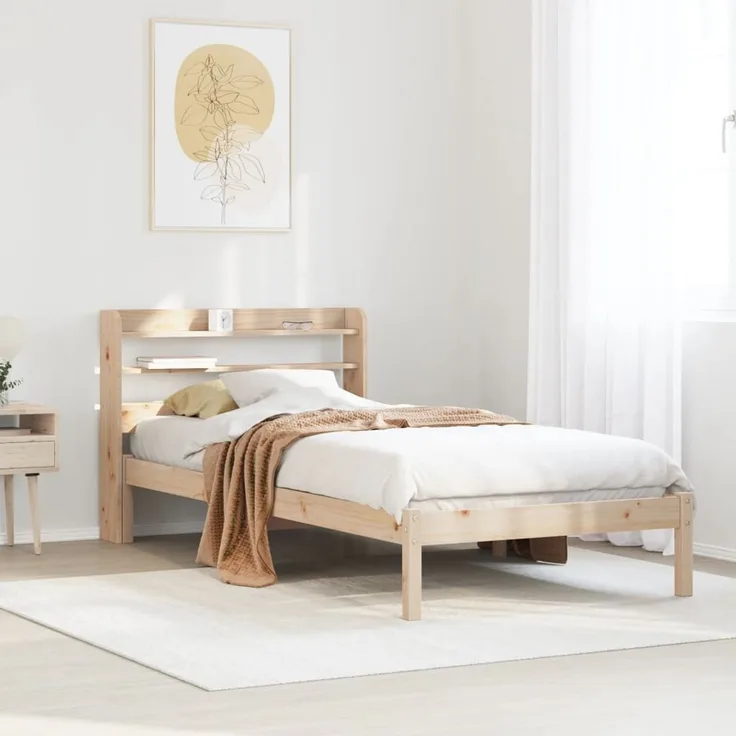 Einzelbetten, Betten für Erwachsene, Massivholzbett ohne Matratze 75x190 cm Kiefernholz de3352