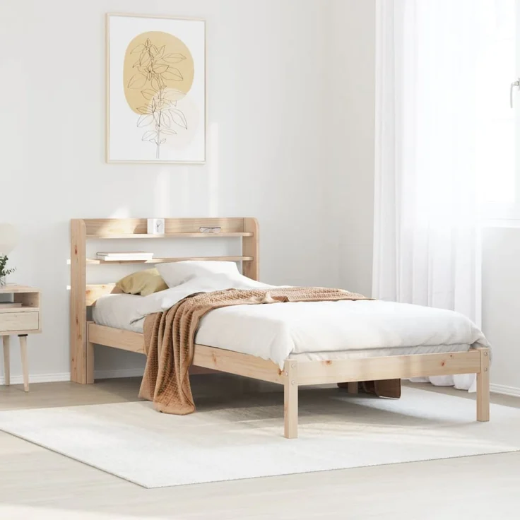 Einzelbetten, Betten für Erwachsene, Massivholzbett ohne Matratze 75x190 cm Kiefernholz de3352 – Bild 1