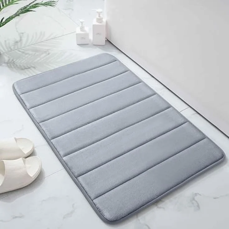 Homaxy Memory Foam Badezimmer Badteppich Saugfähige Rutschfester Badvorleger Waschbar Badematte - 41x61 cm, Grau – Bild 9