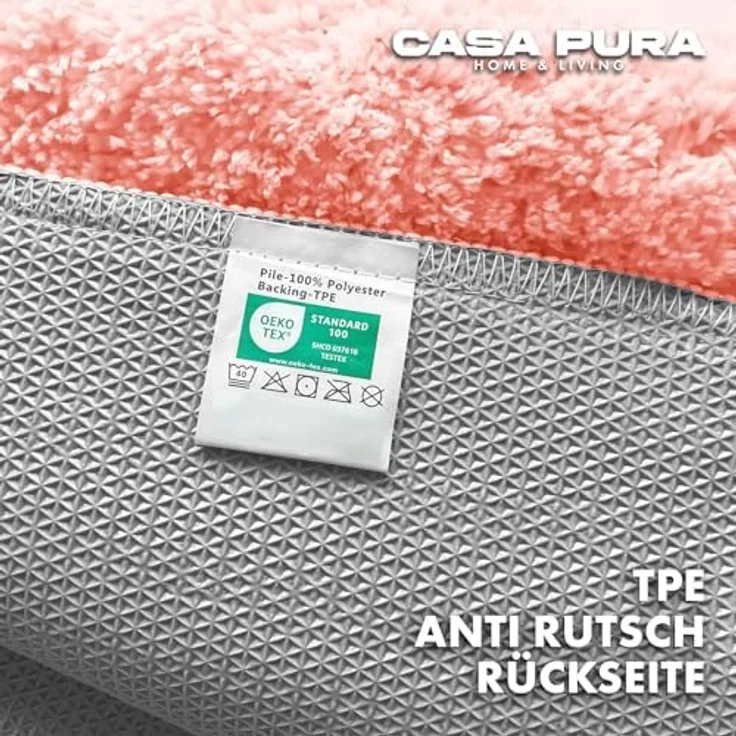 casa pura Badematte Rosa Sky Soft, weicher rutschfester Badezimmerteppich in Shaggy Optik, waschbar bei 40°C, 70x120 cm – Bild 3