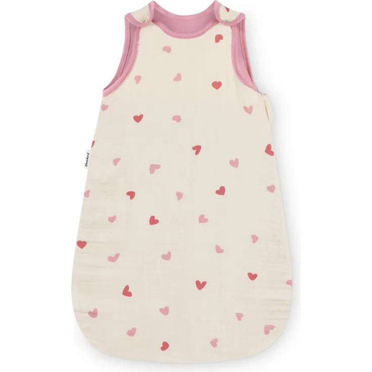 Ehrenkind® Baby Sommerschlafsack Rund Musselin | aus weicher OEKO-TEX zertifizierter Bio-Baumwolle | Sommer Baby Schlafsack Baby 1 TOG Gr. 50/56 Natur Herzen