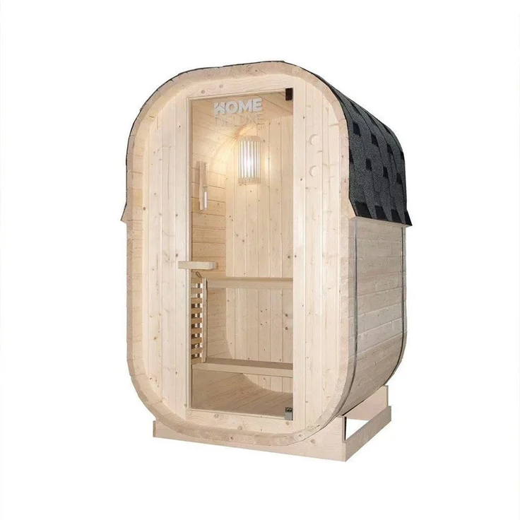 XL Luxus Outdoor Fasssauna 194x120 SET Sauna inkl. 3,6 KW Saunaofen 2 Pers. – Bild 1