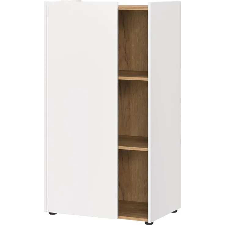 Germania Aktenschrank 6001-633 GW-HASSELT, in Weiß/Navarra-Eiche-Nb, griffloses Design, FSC-Zertifiziert, 62 x 115 x 42 cm (BxHxT)