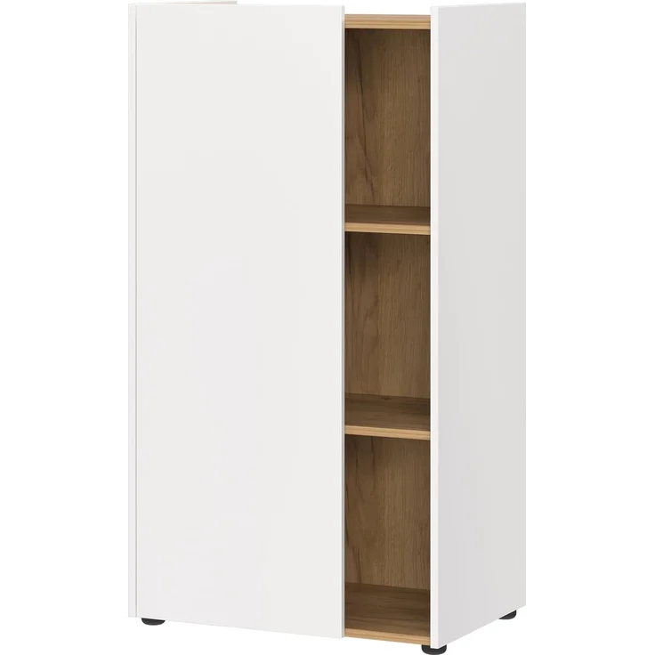 Germania Aktenschrank 6001-633 GW-HASSELT, in Weiß/Navarra-Eiche-Nb, griffloses Design, FSC-Zertifiziert, 62 x 115 x 42 cm (BxHxT)