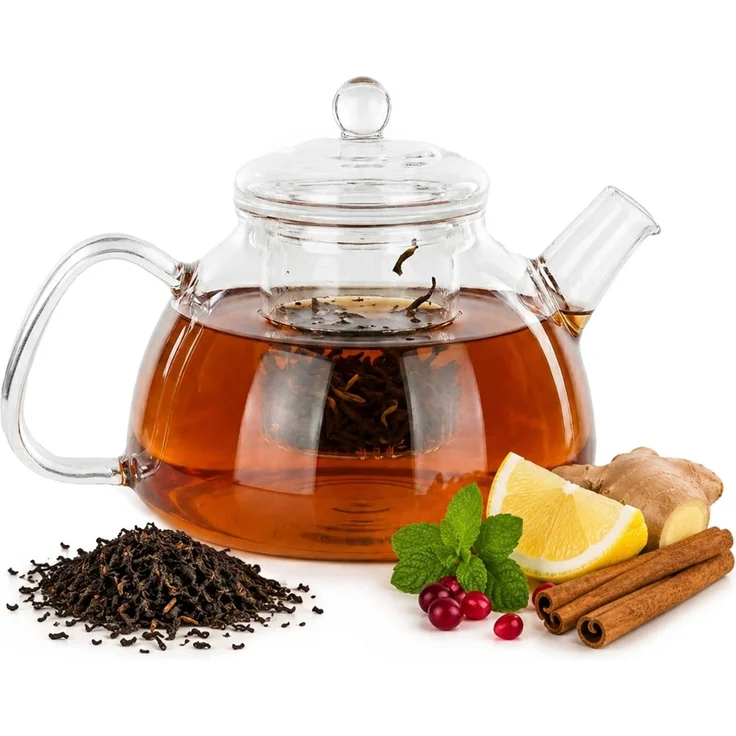 KADAX Teekanne aus Glas 1.3L, hitzebeständig, Glaskanne mit Siebeinsatz für losen Tee, Glasteekanne mit Deckel und Sieb, Teebereiter, Kanne mit Teesieb – Bild 1