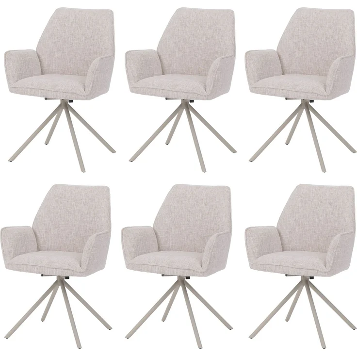 6er-Set Esszimmerstuhl HWC-G67, drehbar Auto-Position Metall Chenille (410g/m²) ~ Gestell creme, creme – Bild 9