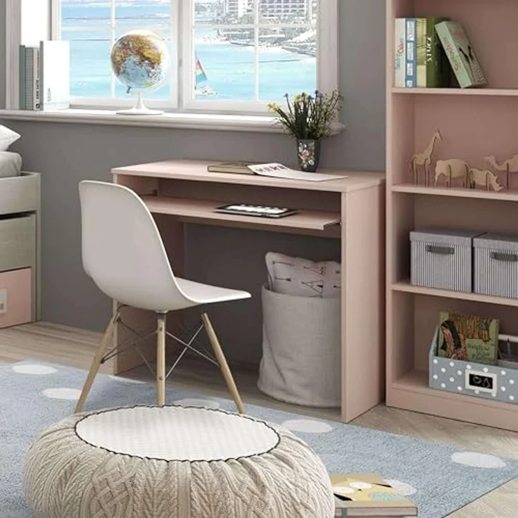 Habitdesign, Computertisch mit abnehmbarem Tablett, Jugendschreibtisch, Rosa, Maße: 90 x 79 x 54 cm (B x H x T), Modell I-Joy – Bild 6