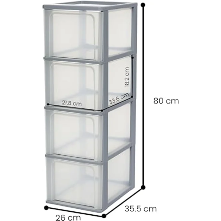 Iris Ohyama, Kunststoff Schubladenbox mit 4 tiefen Schubladen, Grau, Easy-Pull-System, A4, A5 & A6 Format, Schreibtisch Organizer für Büro, Schule, Schreibwaren, BPA-frei, Schubladenschrank, OCH-2400 – Bild 3