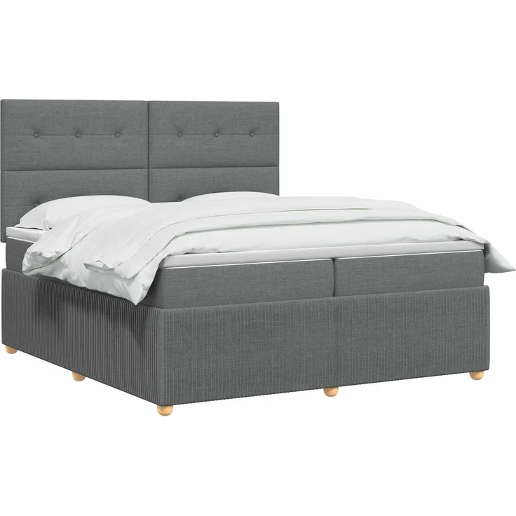 vidaXL Boxspringbett mit Matratze Dunkelgrau 200 x 200 cm Stoff 3454474 – Bild 3