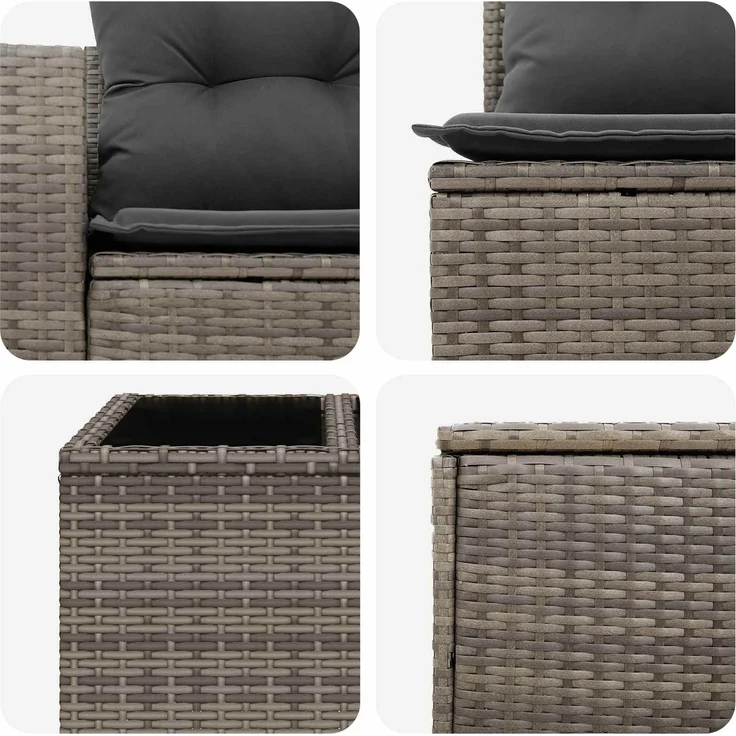 vidaXL Sofa Set 6 stk. Grau und Dunkelgrau Polyrattan und Stahl 3447568 – Bild 9