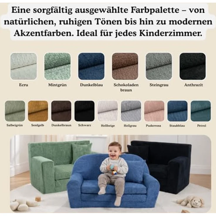 FORTISLINE Kindersofa aus Schaumstoff mit abnehmbarem Bezug Kinderzimmer – Bild 10