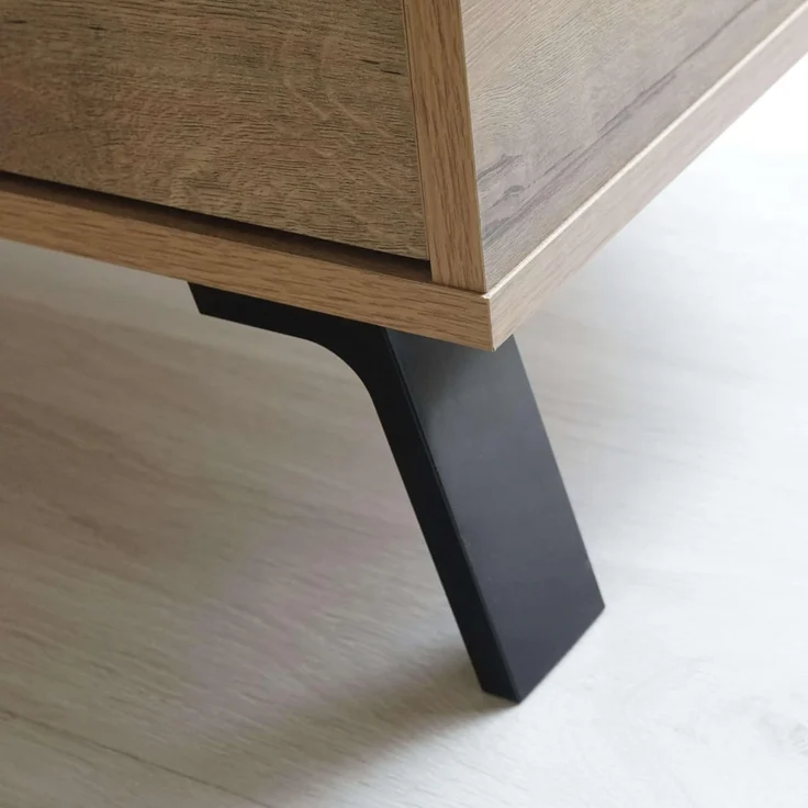 Muebles Pitarch | Nachttisch, Beistellmöbel, moderner Industriestil mit 1 Fach und 1 Schublade mit Metallführungen, schwarze Füße und Griffe, Gold Eiche, 52 x 50 x 35 cm, Kollektion Zimmer Camila – Bild 6