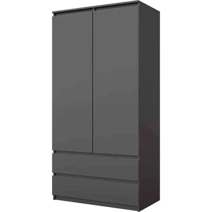 Furnica JOELLE Kleiderschrank 2 Schubladen Anthrazit H180 B90 T50cm