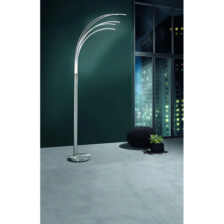 casa NOVA LED Bogenlampe Stehleuchte ECLIPSE, 5-flammig, H 200 cm, Metall, Dimmfunktion, LED fest integriert, Warmweiß, Silbergrau, Kunststoff, Touchsensor – Bild 2