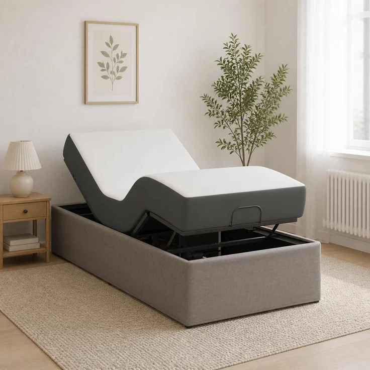 vidaXL Elektrisch verstellbares Bettgestell Taupe 200 x 70 x 33,5 cm 42037258 – Bild 4