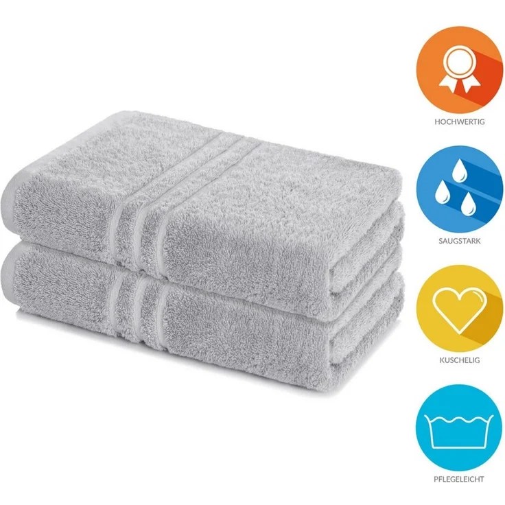 Lavea Badetuch Elena 2er Set Badetücher 100x150 cm, Duschtuch, 500 g/m² Frottier, weich & saugstark, pflegeleicht – Bild 2