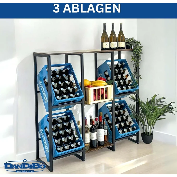 DanDiBo Getränkekistenregal 4 Kisten mit Ablage Holz Metall 96564 Getränkeregal Kistenregal Getränkekistenhalter – Bild 9