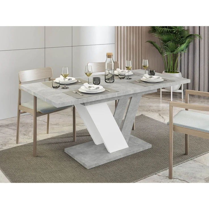 Mirjan24 'Ditenti' ausziehbarer Esstisch, Holz, 76x80 x (120 - 160) cm, Schwarz hochglanz / Marmor-Optik – Bild 4