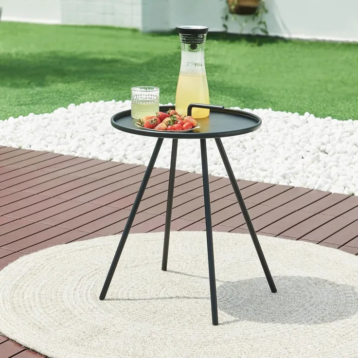 Outdoor-Beistelltisch Fosen 55 x Ø 42 cm Schwarz [en. casa]