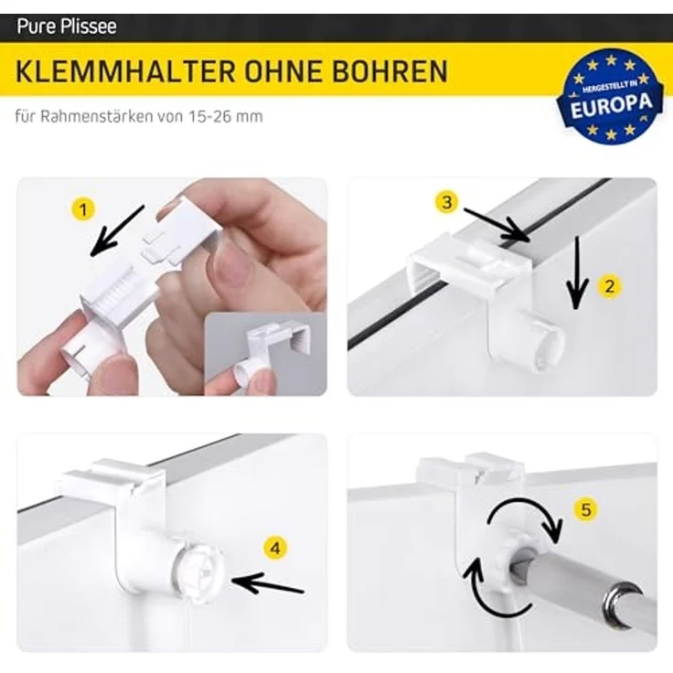 jalousiescout Plissee Pure Plisee Premium, halbtransparent, ohne Bohren, verspannt, Klemmfix, Polyester, blickdicht, halbtransparent – Bild 3