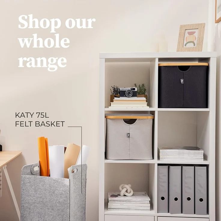 HENNEZ Aufbewahrungskorb 40L kompatibel Ikea Kallax Korb Grau, Stoffboxen Kisten Körbe zur Aufbewahrung – Bild 9