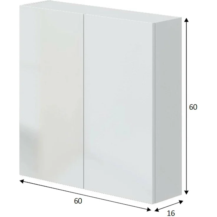 Dmora - Hängeschrank Connell, Oberschrank, Wandschrank, Multifunktionaler Zusatzschrank, 60x16 h60 cm, Glänzendes Weiß – Bild 2