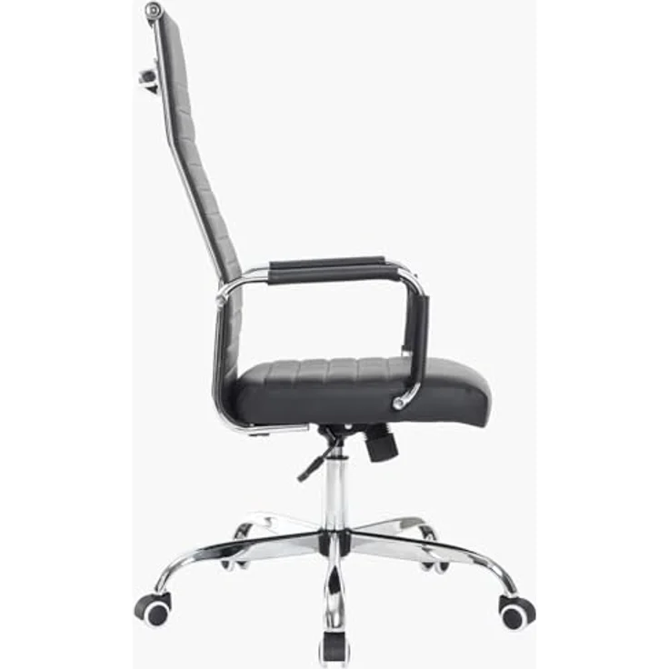 Bürostuhl ergonomischer Schreibtischstuhl mit Armlehnen, Chefsessel Computerstuhl hoher Rückenlehne, Arbeitsstuhl mit Wippfunktion bis 136 kg Belastbar Schwarz – Bild 5