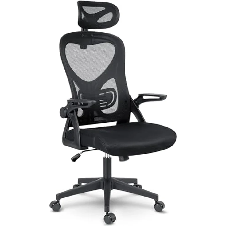 Sofotel Bürostuhl Ergonomisch Schreibtischstuhl Drehstuhl Höhenverstellbar TILT Mechnismus Armlehnen Kopfstütze PU Rollen Mikronetz Todden Schwarz – Bild 2