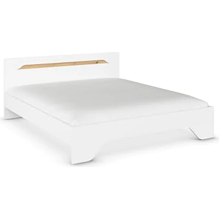 Rauch Möbel Alabama, Bett, Doppelbett für Schlafzimmer, Jugendzimmer, Gästezimmer, Kinderzimmer, Kopfteil mit elegantem Holz-Akzent, Liegefläche 180x200, Farbe Weiß, Maße 185 x 85 x 206 cm – Bild 4