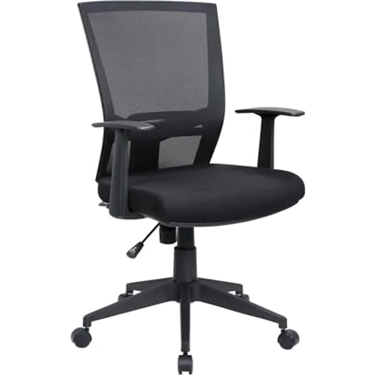 Dmora - Stuhl mit Rädern Palmerston, Mesh-Chefsessel mit Armlehnen, ergonomischer Bürositz, 59x64h96/106 cm, Schwarz – Bild 3