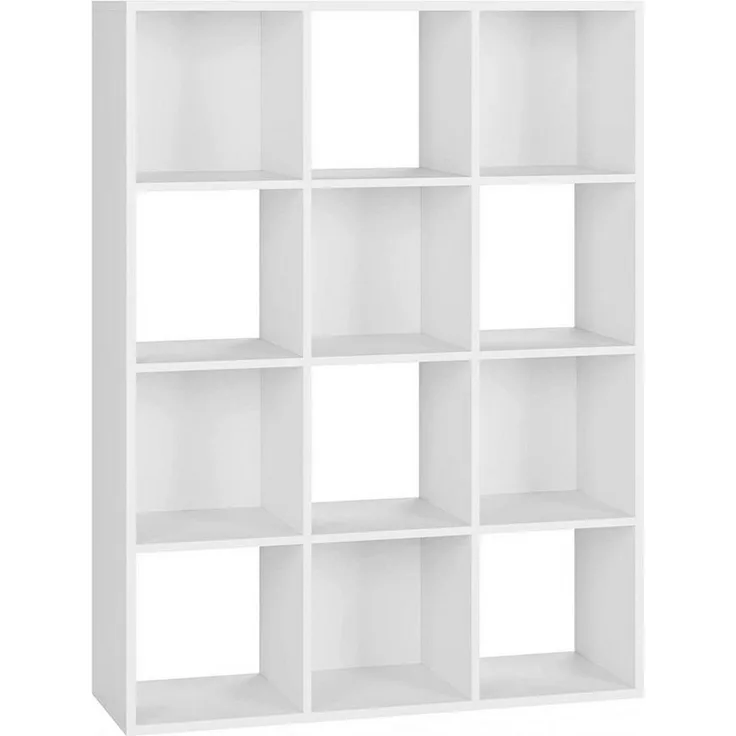 HOMECHO Bücherregal, Weiß Standregal Raumteiler mit 12 Fächern Würfelregal