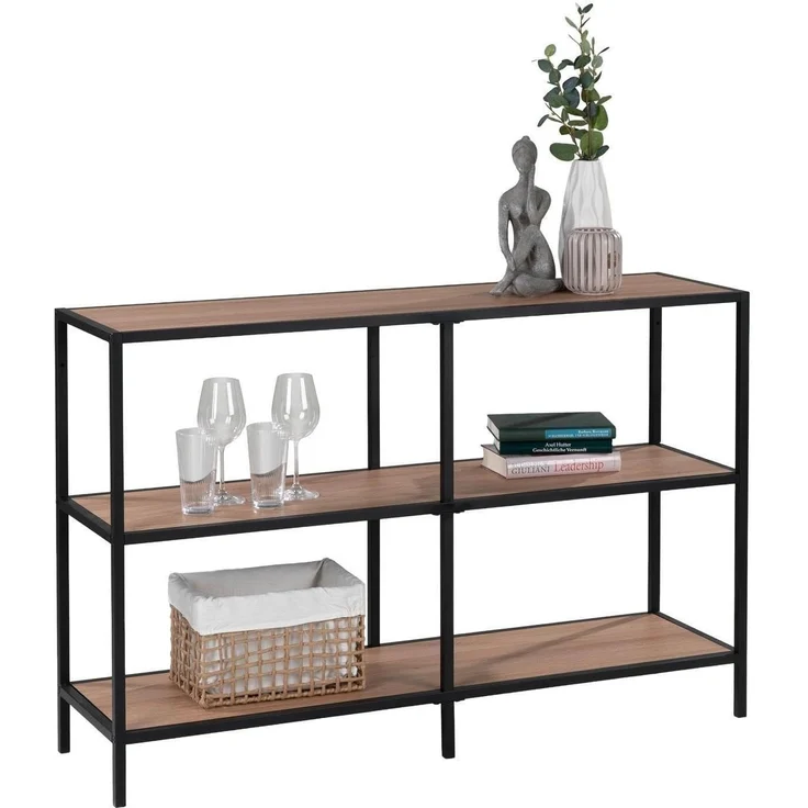 Regal Dylan / 300.001754, Holzwerkstoff, Stahl, Schwarz, Holzfarben, 120 x 80 x 34 cm – Bild 6