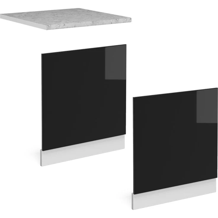 Frontblende R-Line Schwarz Hochglanz 60 cm ohne Arbeitsplatte Vicco – Bild 4
