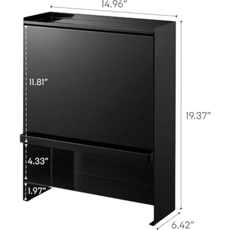 Yamazaki Küchenregal "Tower" Gewürzregal stehend schmal 38x49x16cm mit 3 Ebenen und Ablage, platzsparend, als Gewürz- und Aufbewahrungsregal in der Küche, Metall – Bild 9