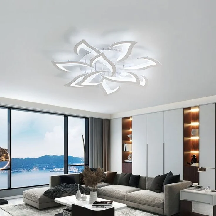 DELIPOP – Plafonnier blanc 84W für den Salon – Lustre – Design mit 10 Lumen, Intensität variabel, Ø80 cm, für den Krippen – und Schlafzimmerbereich – Weiß – 82x82x12cm – Bild 5