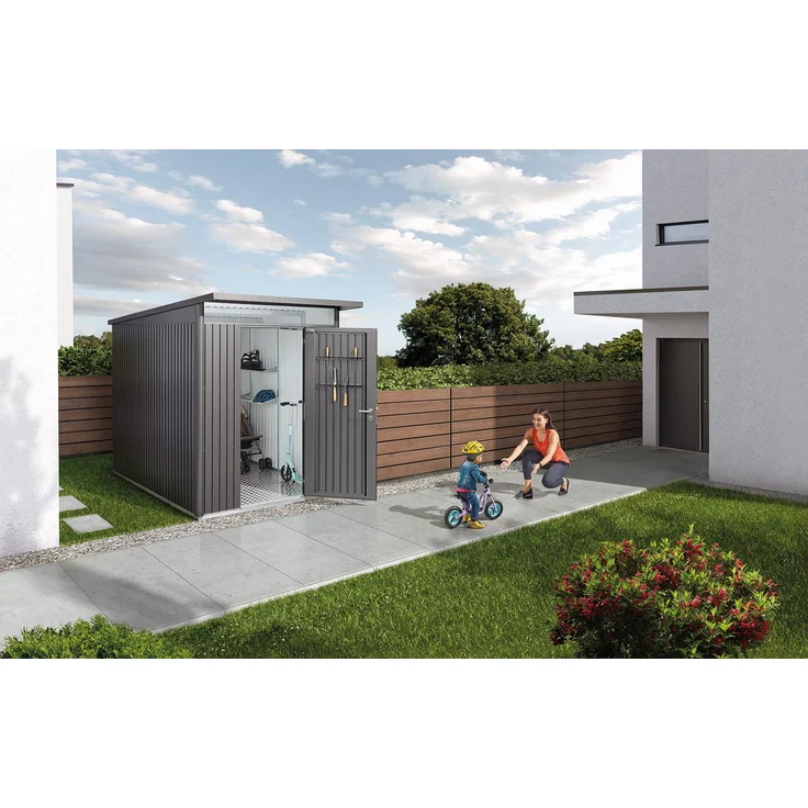 Biohort Gerätehaus AvantGarde, A4: 180 x 380 x 222 (b x t x h) cm, quarzgrau-metallic – Bild 4