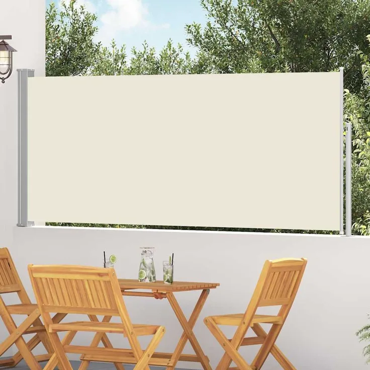 Ausziehbare Seitenmarkise, Sichtschutz 120x300 cm Creme